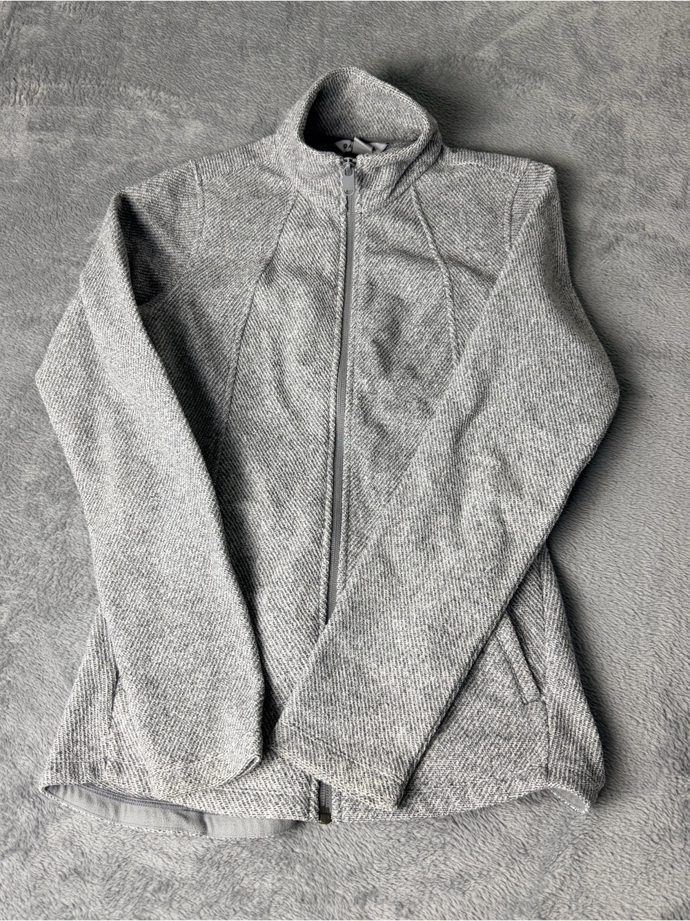 Athleta Stroll Fleece Full Zip Jacket Gray Marled Knit Mock Neck XXS